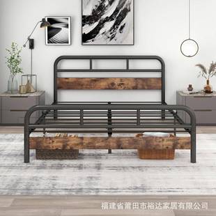 跨境双人舍床单人简床铁艺床钢木铁架床加粗加厚BF 951铁现代约床