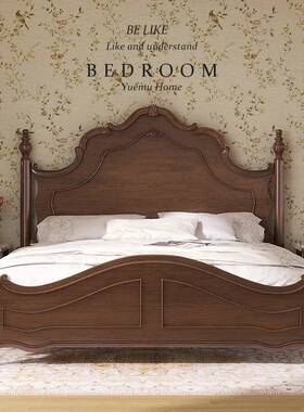 式实木床双人床1卧轻米8现代简约1LFA米法5储物床美式奢黑色复古