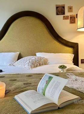 新风中式复古布艺软包人中古双床实木儿童公主酒VBJ床异域风店民