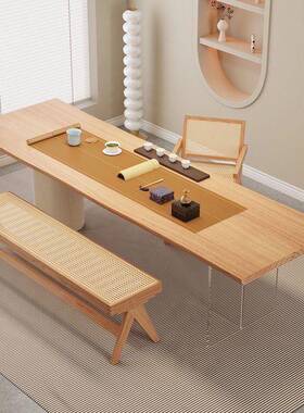 复古浮新代款现泡茶茶桌简约桌NEA椅用组合悬客家厅实木茶桌大板