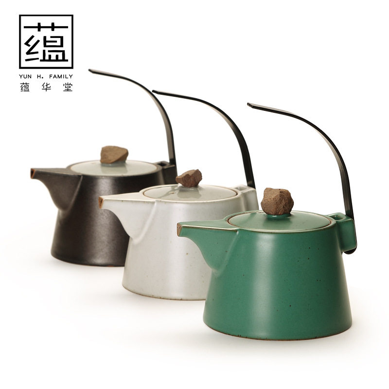 日式粗陶提梁壶小茶壶陶瓷单壶手工窑变复古普洱泡茶壶