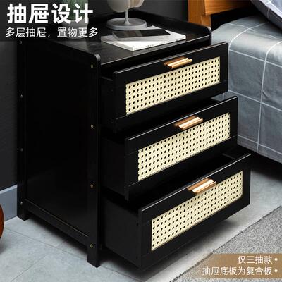 W7床头柜简约现用代物架小型柜子置床边柜1871STCT物边几实木出储