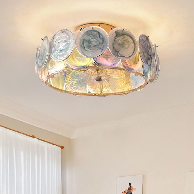 中古风扇法灯式复古奶油客厅吊扇灯风静音餐厅卧室摇头一风体12扇