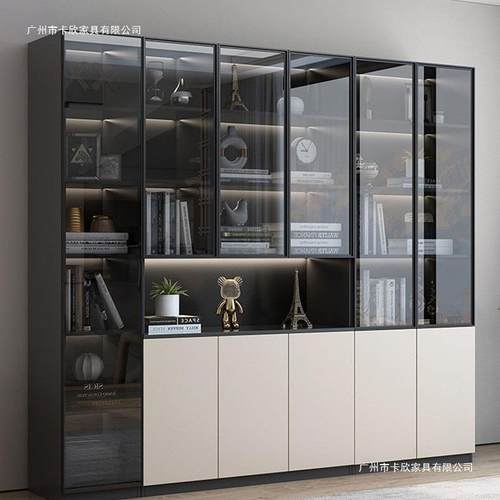 家FWI用璃客厅储物柜轻实木书柜玻体门组合展示柜一整墙防尘收奢