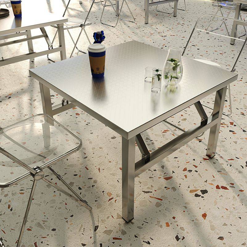 不锈钢折叠桌子家用正方形餐桌户外便携式商用摆地摊出租屋小桌子