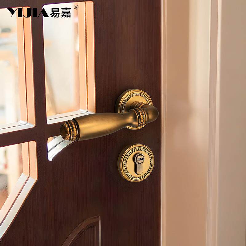 复古体中式古色铜门锁室内卧室家用欧式静音72F505、分门式锁房门