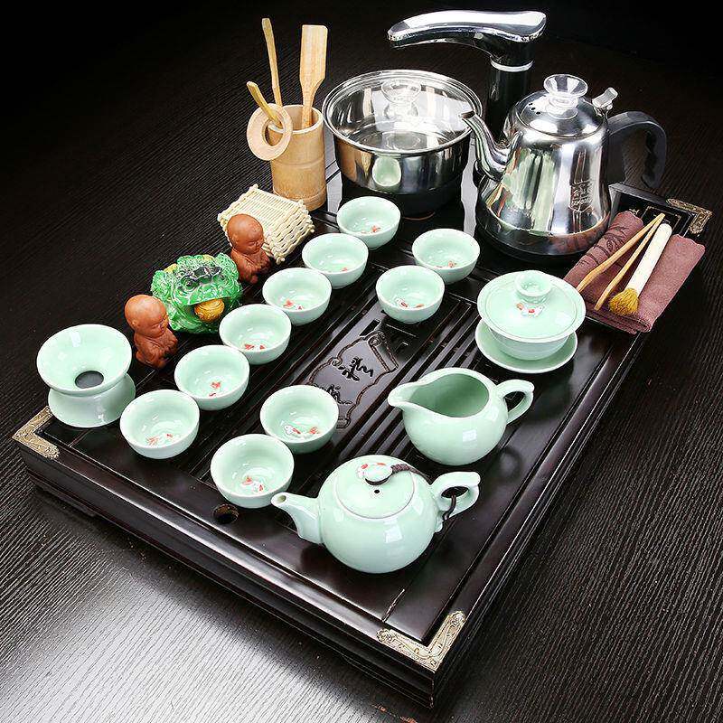 直销茶套具全套小号实木茶盘全家自动一体装UVZ高用懒人档茶台人