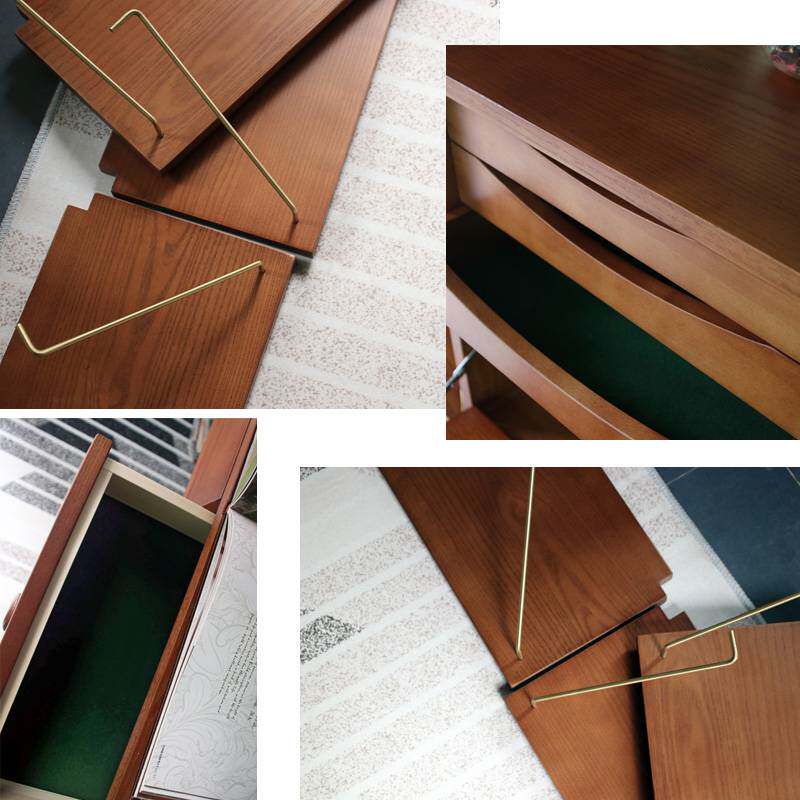 9W其格家具 复古实木樱桃木中古蜂蜜色置物书架墙壁系统挂柜搁板