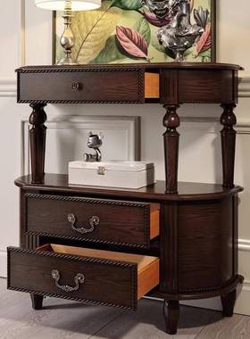 ?式全实木半圆玄关美桌门厅户玄关客台厅复古入36515玄关柜靠墙过