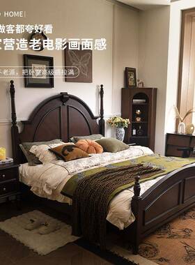 大美式复古实木1米8床维多式利亚高档床双人大床2256#床法乡村卧