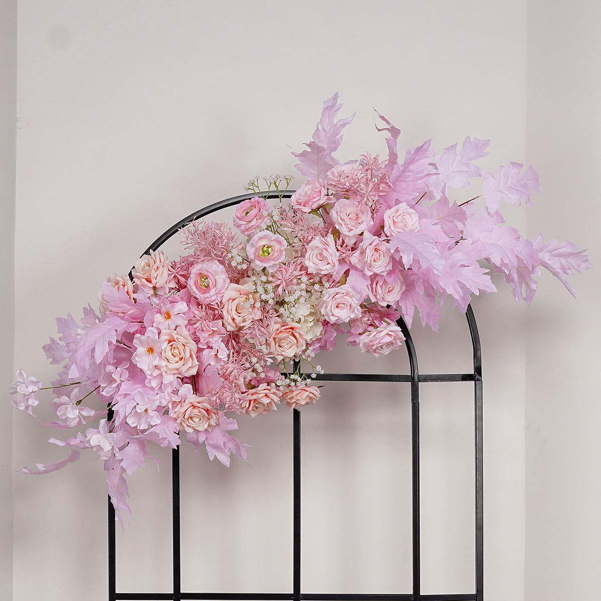 粉色三件套婚庆用花地排花挂花仿真花摆件桌花路引花套装绣球花