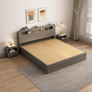 北美灰桃色箱体床人1.8灰箱米大双5床宾馆胡榻榻米酒店客房1.m床民宿