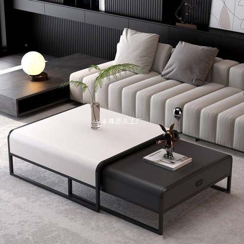 轻奢家伸缩茶几组合QBW客厅用新意式网红简约款小户型可方形大小