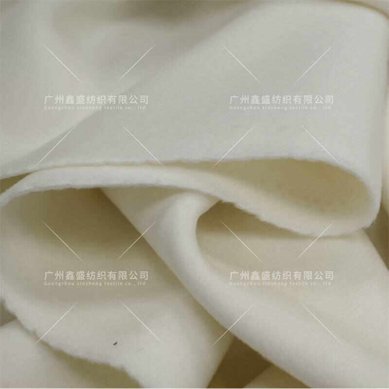 桑蚕丝羊绒羊毛混纺白色双面顺毛柔软保暖外套大衣面料W84292