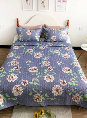 欧美三件0套242毛x20绗缝ps被件套磨布2件套衍缝被床盖厂家直供