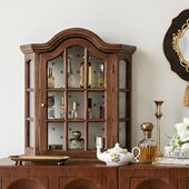 润家家居法式 中古风实木玻璃壁柜橱窗柜家用吊柜酒柜杯架展示柜