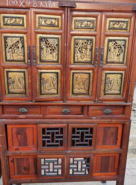 怀旧复古老物件柜子老式碗柜收纳柜农家乐厨具玄关柜影视道具摆件