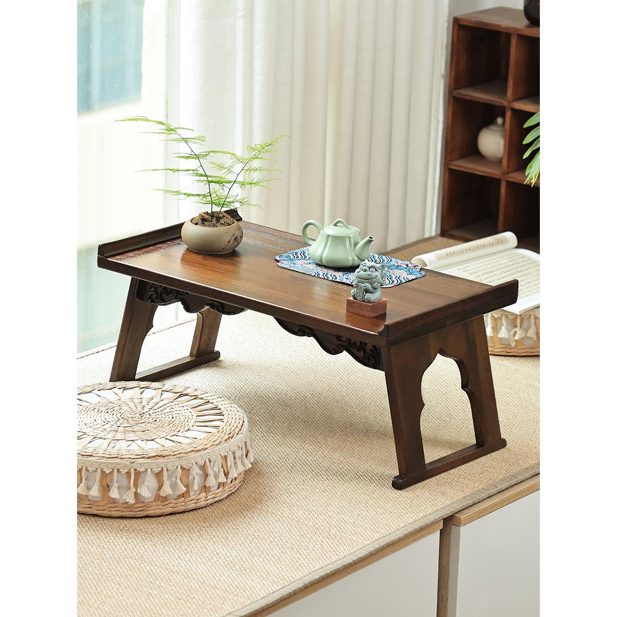 中式实木榻榻米小茶几飘窗桌子窗台可折叠炕桌矮桌阳台小茶桌