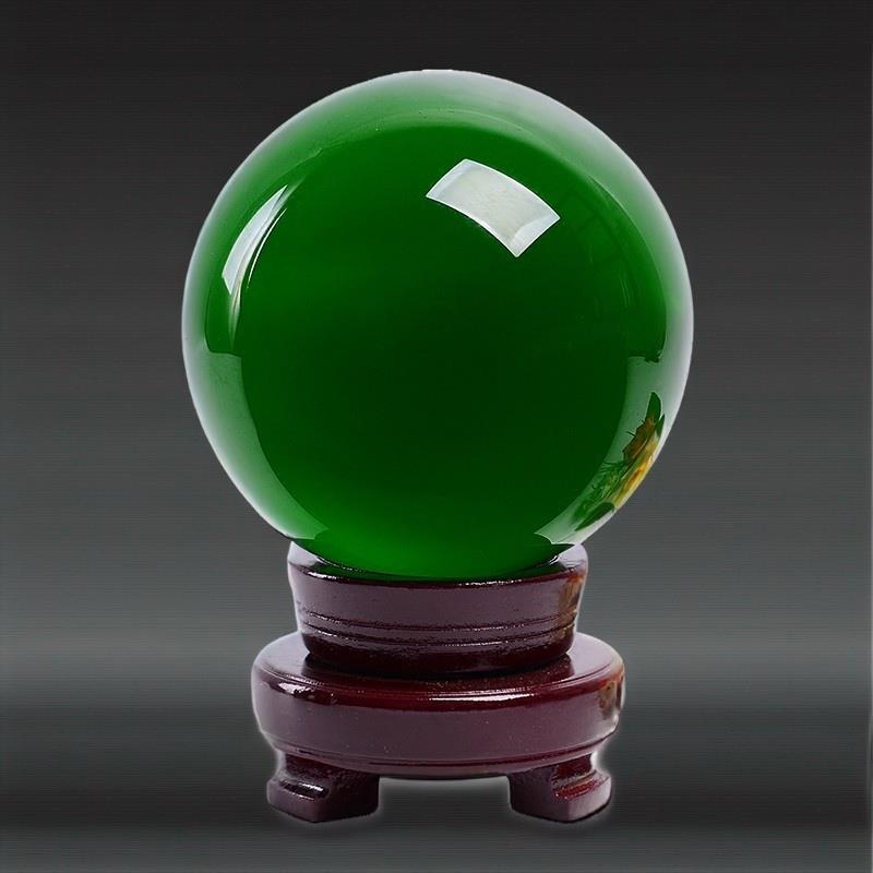 大号绿色水晶玻璃球摆件家居书房桌面装饰品客厅书房开业乔迁礼品