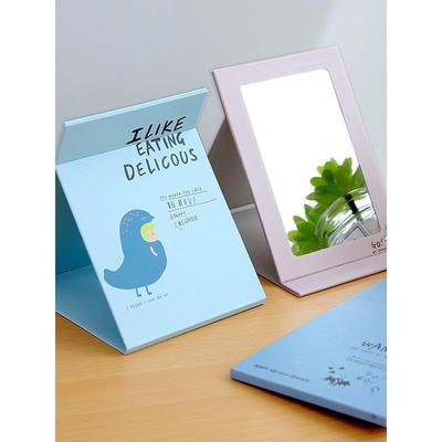 女生梳妆台小镜子大号台式化妆镜折叠可爱便携宿舍桌面可立学生