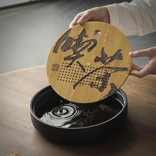 国潮2中式陶瓷型茶盘家用圆205新款小储水231012茶盘竹制形沥水茶