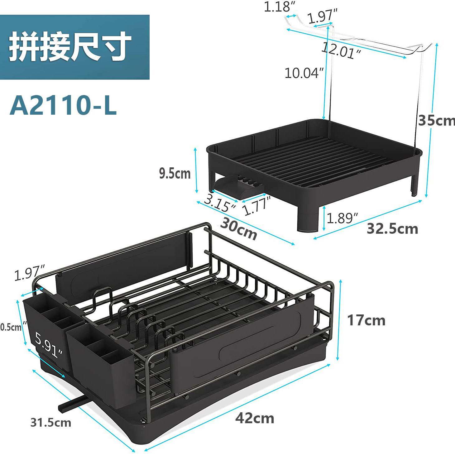 厨房抽拉碗盘沥水架多功能可拼接放碗架置物架两件套碗碟收纳架筷