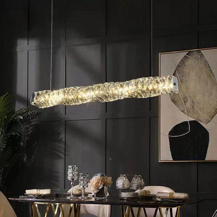 SM-D0526后现代约餐厅一字简长条水晶吊灯轻奢饭桌吧台式意设师新,家装灯饰光源,智能吊灯,淘宝优惠券,粉丝福利购,淘宝优惠卷