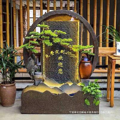大型水假山客流水泉玄关幕墙屏风厅循2020186喷环水景观装饰落地