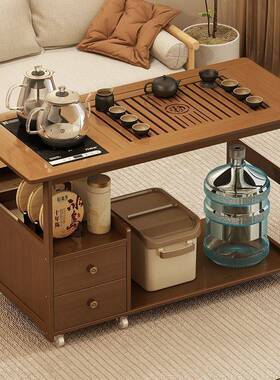 fLE移动茶桌小茶台烧水壶一体家用茶水柜茶车茶桌边柜泡茶几沙发