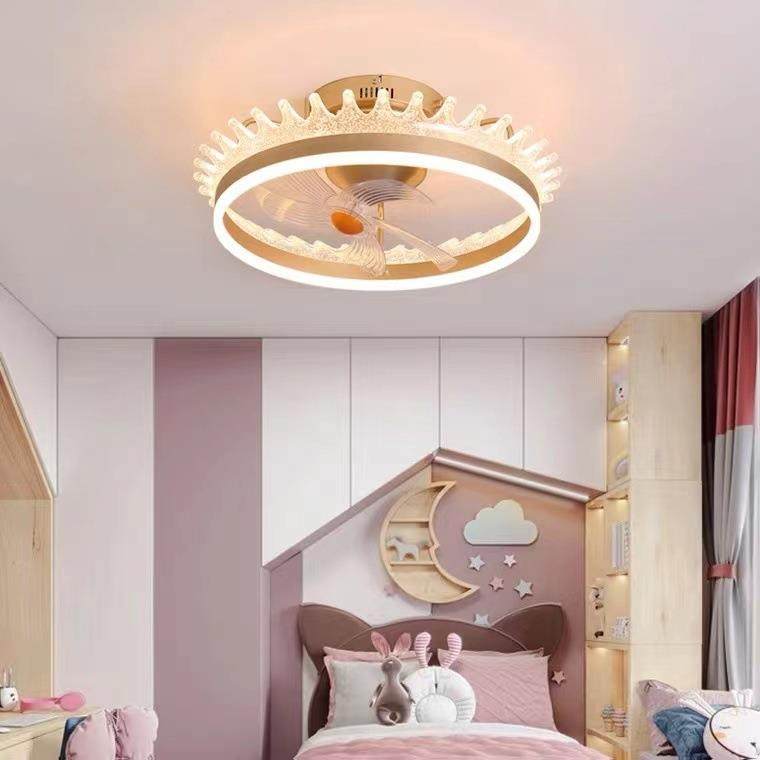 摇头代简约隐形灯带风扇用一体卧室客厅餐家厅儿童吸顶吊QH-1615