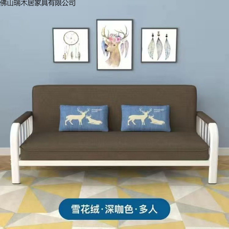 小户型多功能沙发床出租房两用布艺铁架折叠一体床现货