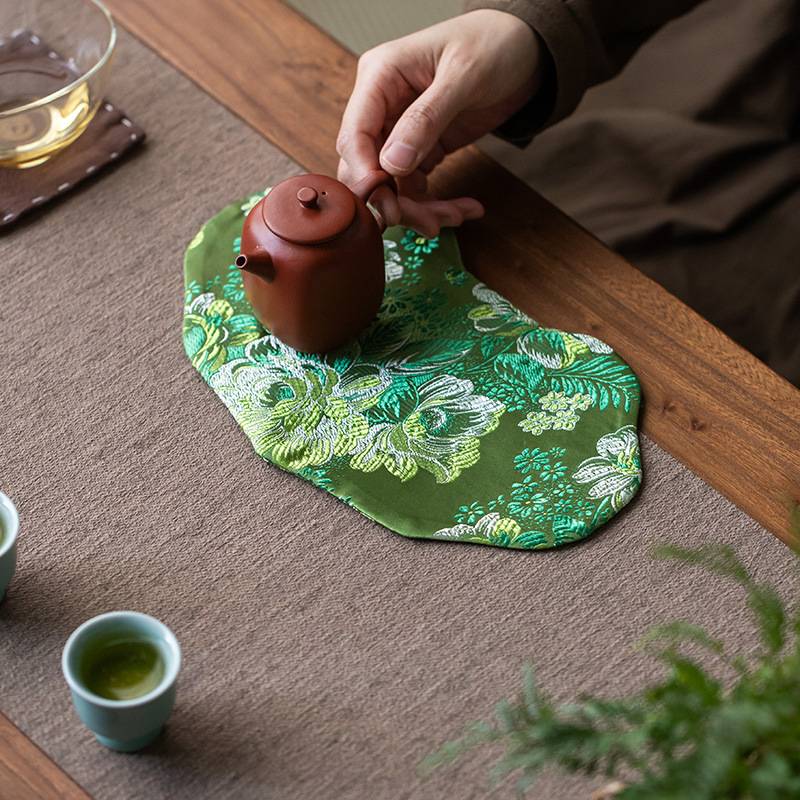 皓澜织锦复古茶席桌旗干泡席中式刺绣双面茶垫茶布茶道配件
