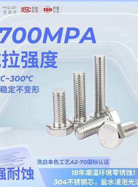 30不钢外六角螺丝DN4933-M20螺栓A2-7锈0全牙全I系列169000个装