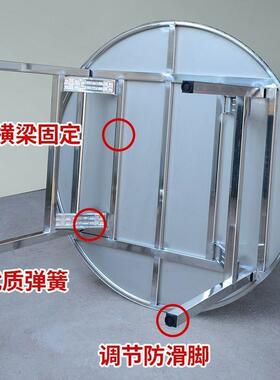 特不厚304锈钢可折店叠转盘VGJ圆饭餐桌桌用圆台家餐厅户外吃饭桌