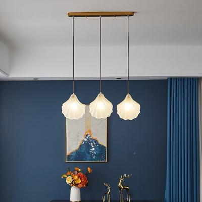 法式奶油风贝3壳142厅吊灯饭厅餐桌吧灯餐现代简约头玻璃台网红灯
