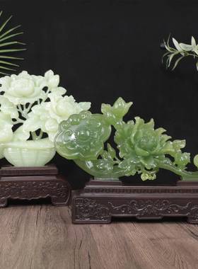 一帆风顺富贵白菜岫玉系列摆件中式开玉花开富仿贵家居客厅装饰摆