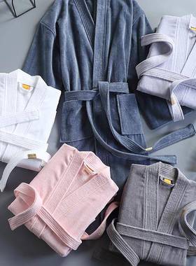 酒速2店纯棉浴袍吸水干毛料男女浴衣成人睡袍四季YVD通用巾025秋