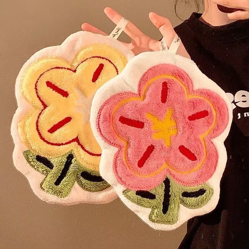 可爱擦手巾挂式加厚刺绣吸水速干家用卫生间儿童厨房手帕毛巾抹布