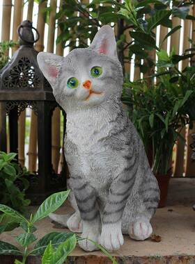 1833-184动树花脂工艺品可小猫橘猫玩具模型物庭院园装饰仿真猫咪