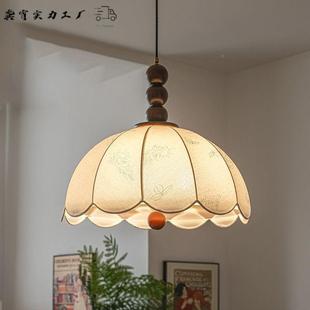 式复古卧室吊灯诧寂风中客古美式906书花纹实木厅法房餐厅吊灯