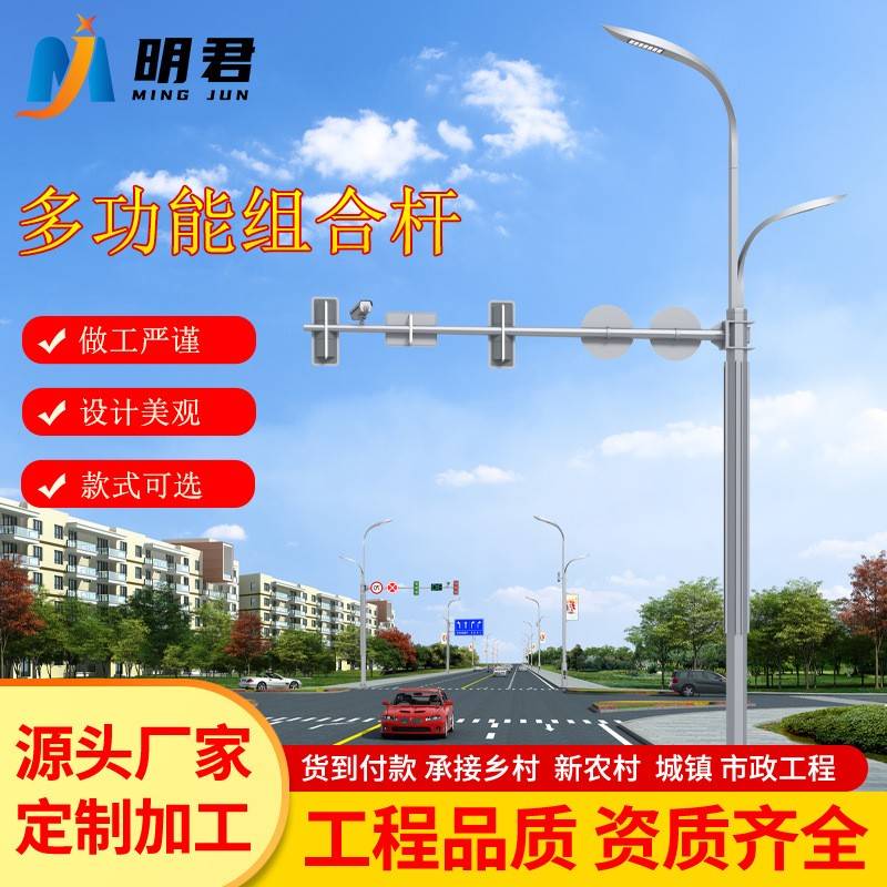 道路交通监控灯杆八角电警杆热镀锌高速电子摄像道路抓拍L型悬臂