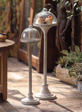 法浪漫透明蛋糕XNG罩托式甜品围感氛装饰果盘盘复古做旧铁艺点心