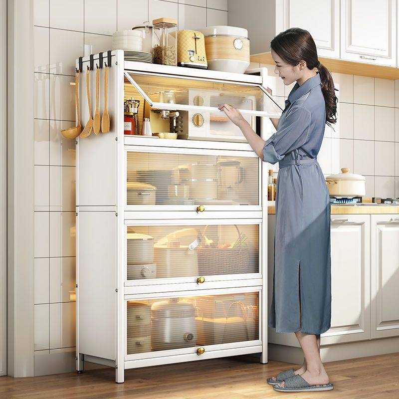 厨房调料置物架收纳架家用台面免打孔调料架带门翻门厨架