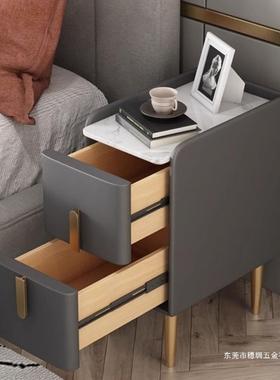 小型超窄床头柜简约现代皮轻奢质床边岩板迷你柜用家收纳夹A23189