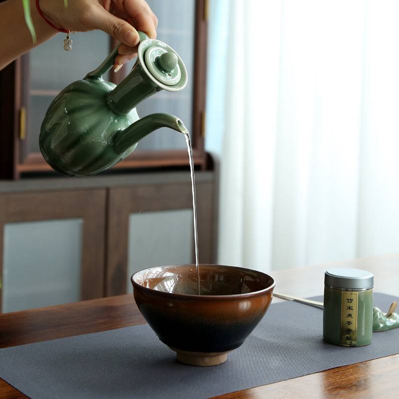 宋代点茶器越窑执壶套装茶筅抹茶工具刷家用便携布包茶道建盏茶碗