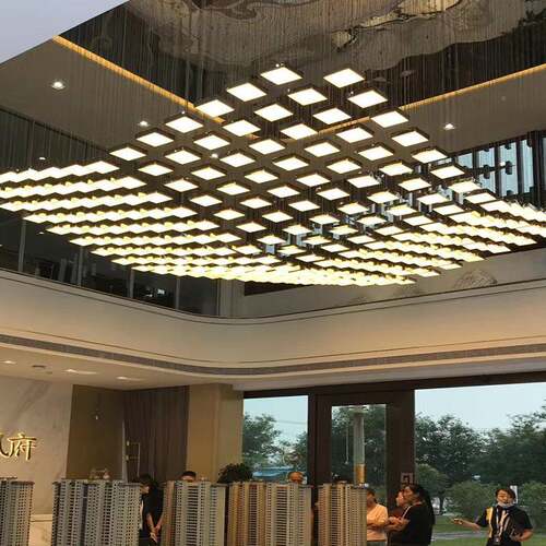 轻奢酒店灯波浪售灯楼部光立灯饰方块艺术方异形沙盘工程非标灯具