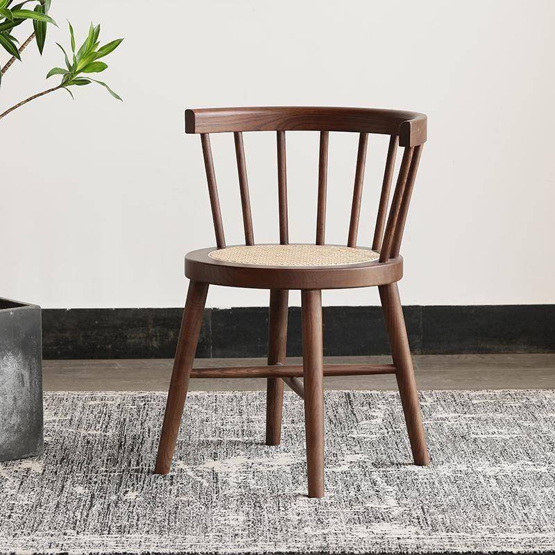 日式简约实木温单莎椅复古餐藤咨询客服编家用美式椅阳台休闲椅人