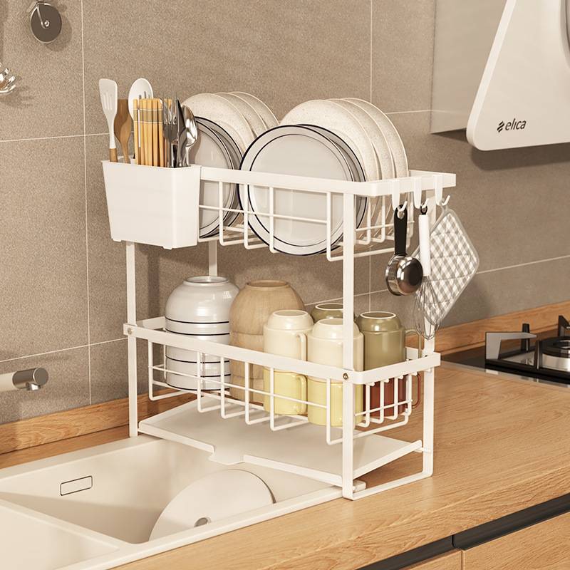 碗碟收纳架窄边厨房窗台置物架碗盘沥水篮双层家用晾放碗筷沥水架