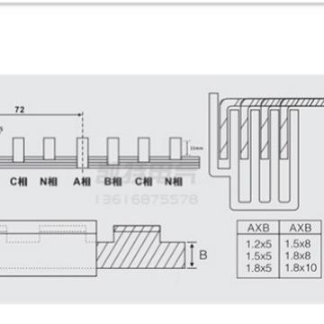 4P4P100A-1100汇流排紫铜2.00*8DZ47空开连接排C45断路A器接线排K