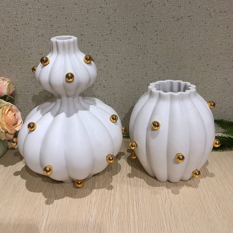 树脂创意花瓶摆饰酒店客厅饰品不锈钢花器 欧式树脂摆件艺术